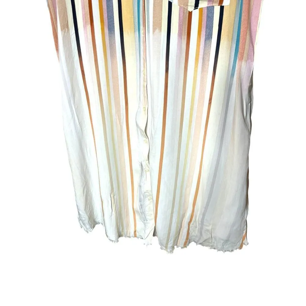 Umgee Striped Short Sleeve Button Down Shirt Dress Size M - Image 3