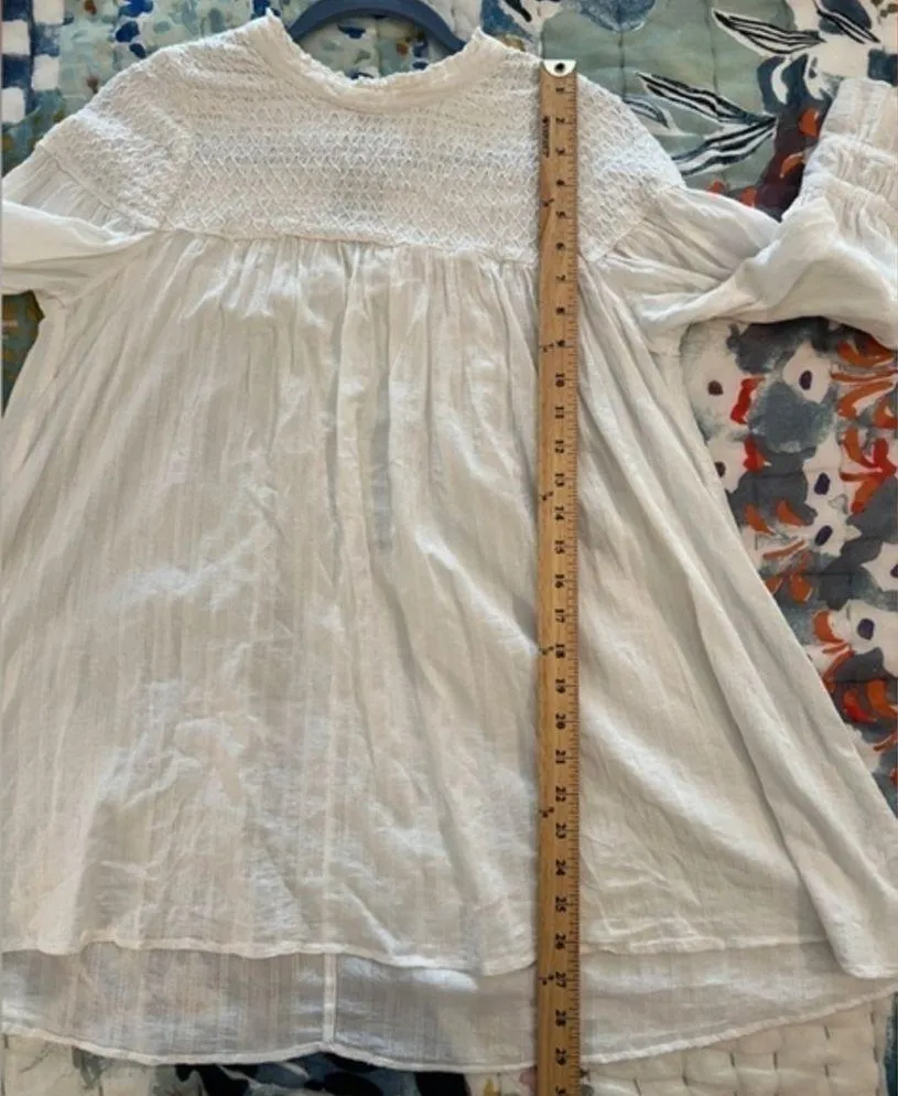 FREE PEOPLE S Obi Mila Ivory Smocked Tunic Top - Image 13