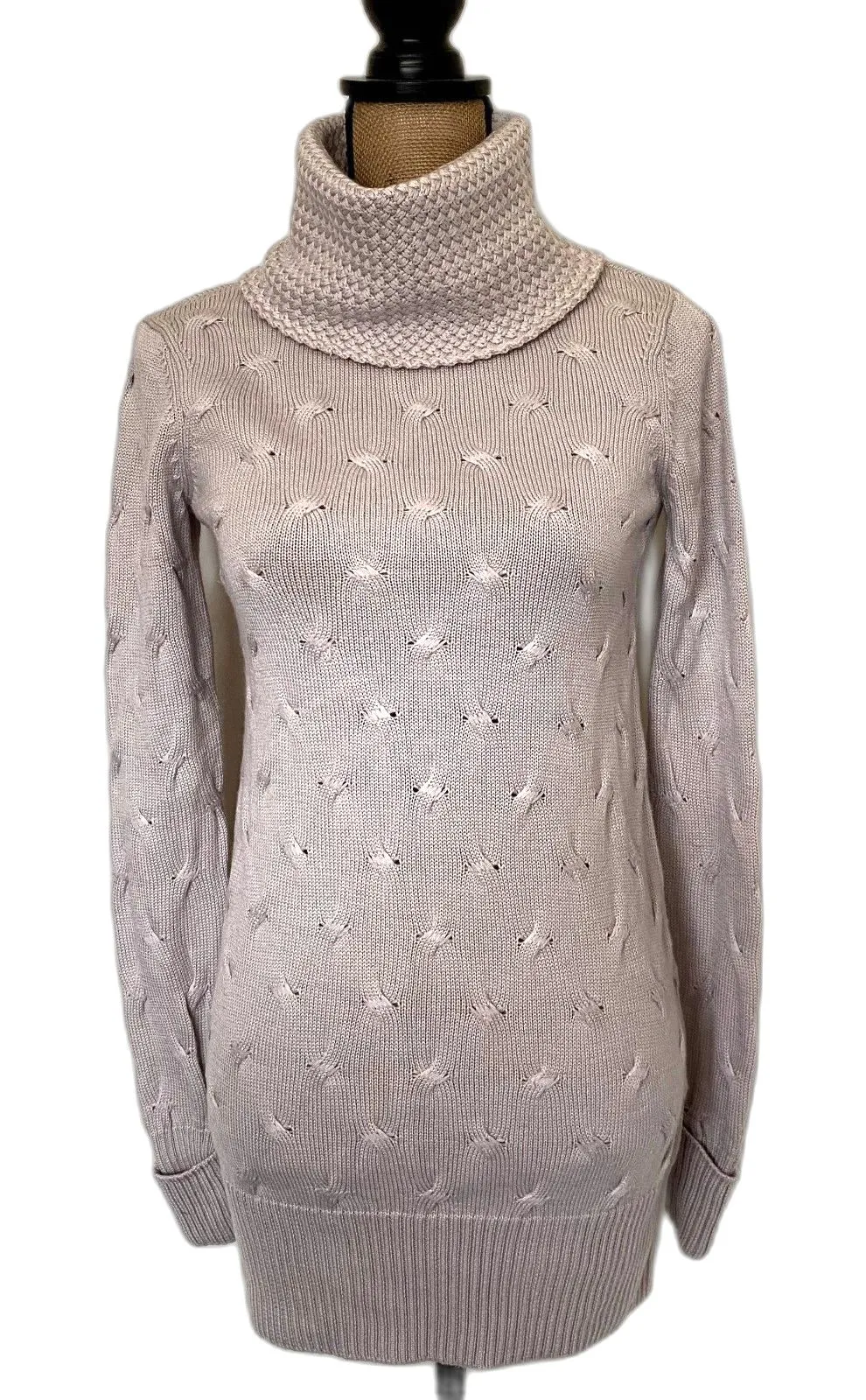 Vintage Worth 100% Wool Sweater Tunic Turtleneck Neutral Cream Size XS (P) - Image 1