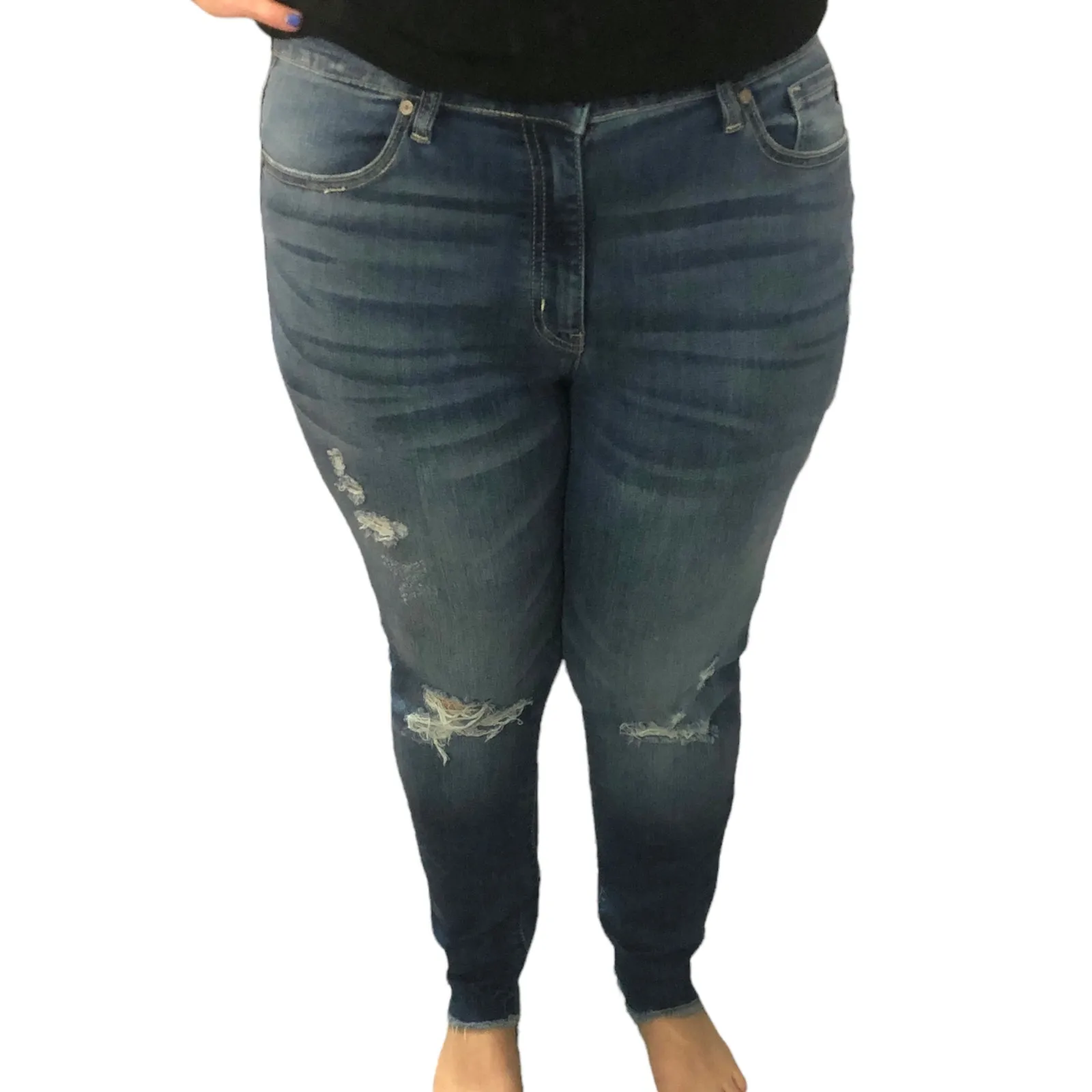 Kan Can (31) Annalise Skinny Distressed Scissor Hem Jeans - Image 3