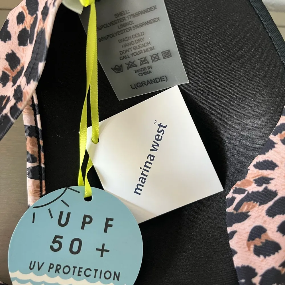 Marina West Leopard Print Bikini Top Black Size L - Image 7