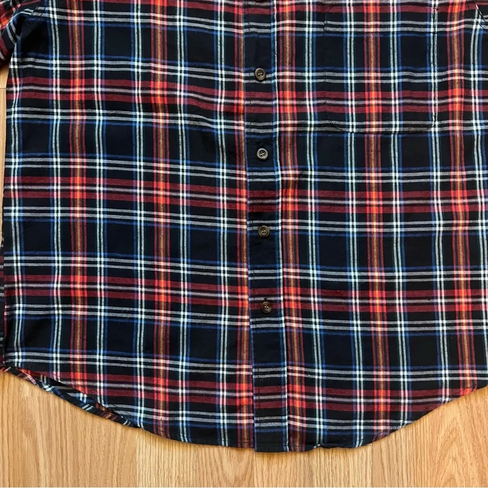 Rafaella Women’s 100% Cotton Button Down Plaid Flannel Top Size 8 Holiday Colors - Image 3