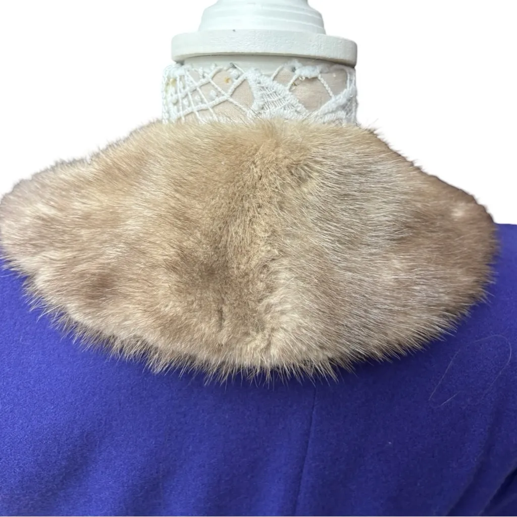Vintage Silver Blue Mink Fur Collar Scarf Neutral Gray Winter Collar, J. Warshaw Tan - Image 3