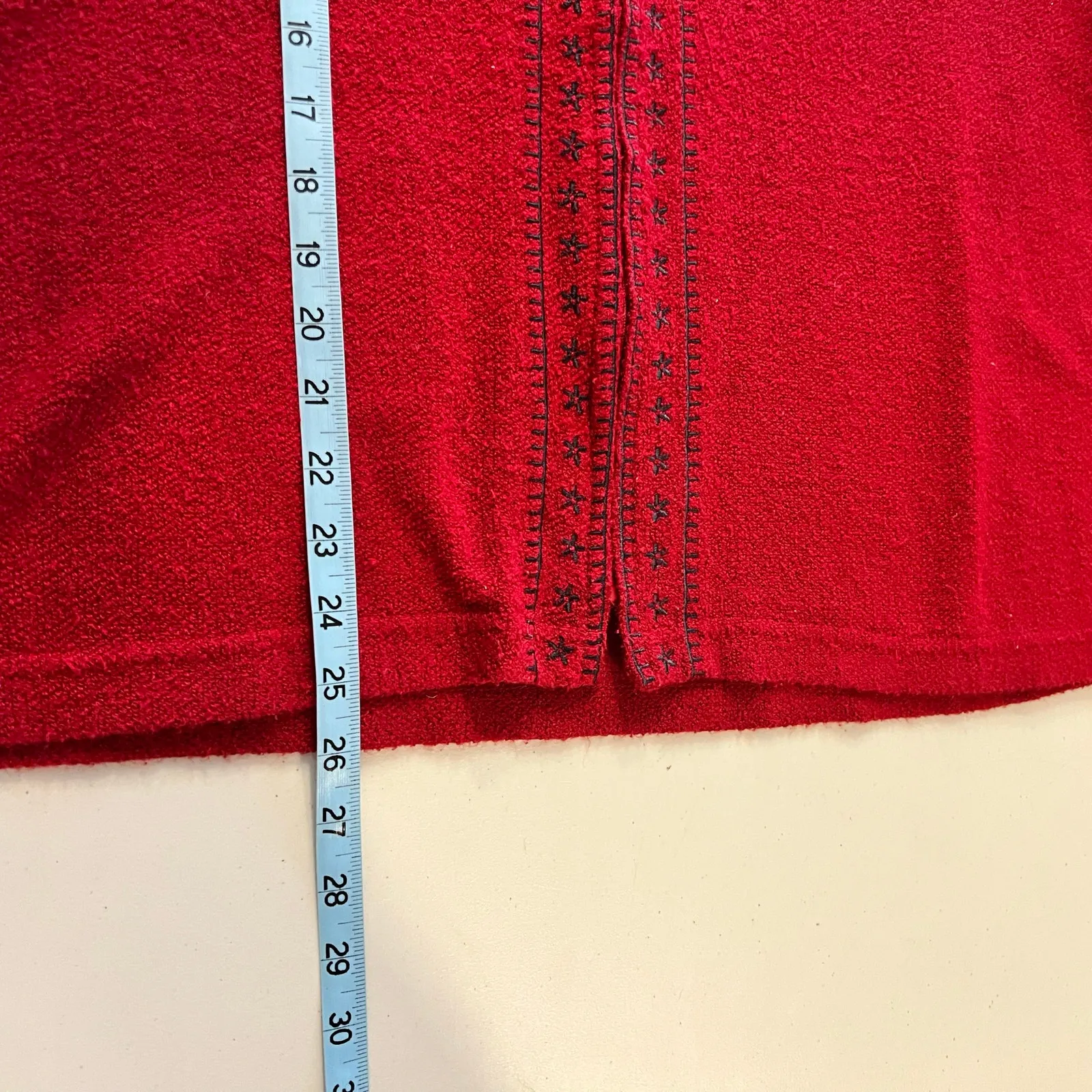 Vintage 90s Soft Red Zip Up Floral Embroidered Cardigan Sweater Size XL - Image 9