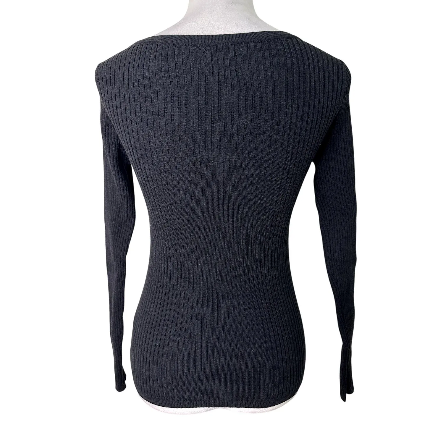 ASOS Women's Black Scoop Neck Long Sleeve Ribbed Knit Sweater 4 NWOT - Image 4