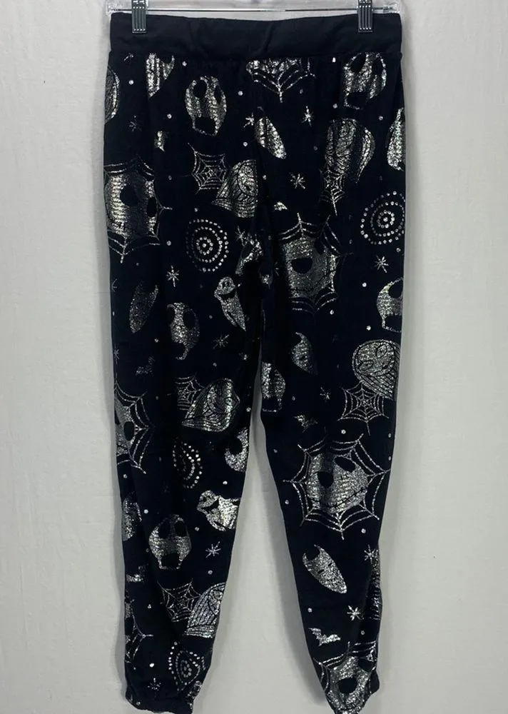 Nightmare Before Christmas Black Jack Skeleton Velour Joggers Size Small - Image 6