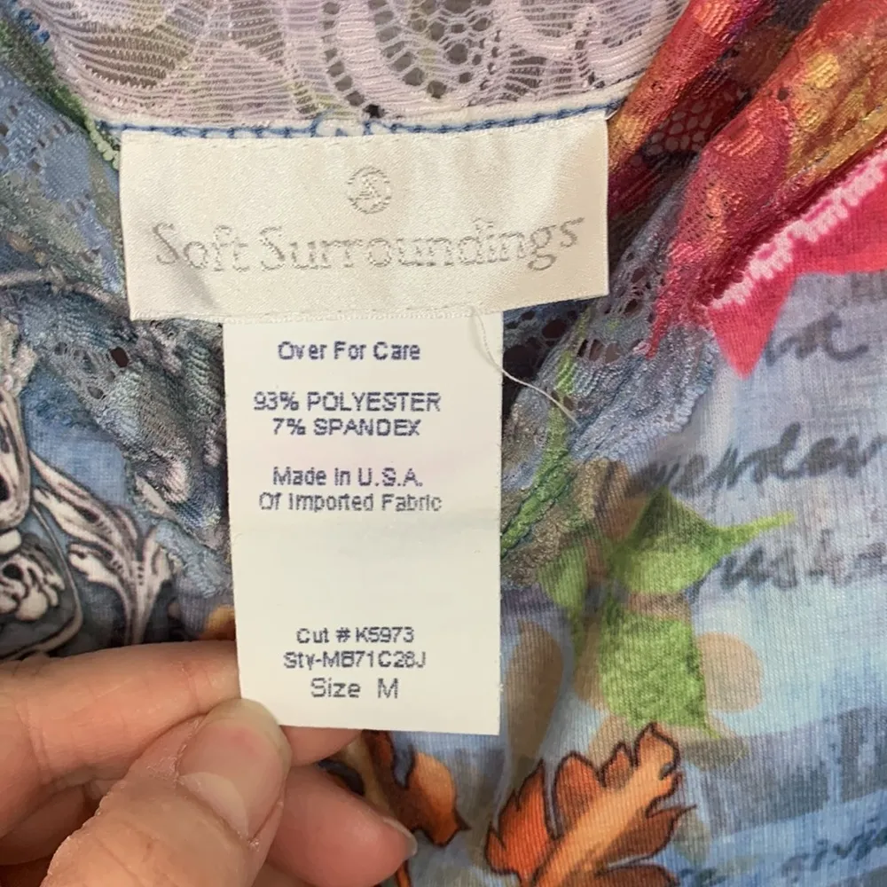 Soft Surroundings womens medium lace cami tank usa 90 blue floral line y2k girl - Image 4