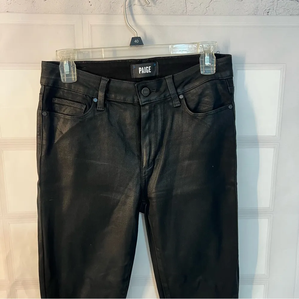 Paige Boston ankle in black fog luxe coating Skinny Pants - Image 3