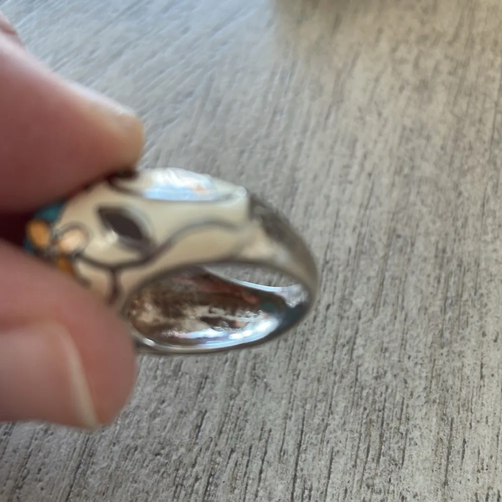 David Sigal Sterling Silver Enamel ring Blue Size 6 - Image 5