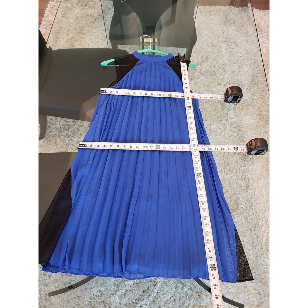 Thalia Sodi Dress Women's M Blue Black Sleeveless Pleated Polyester - Image 11