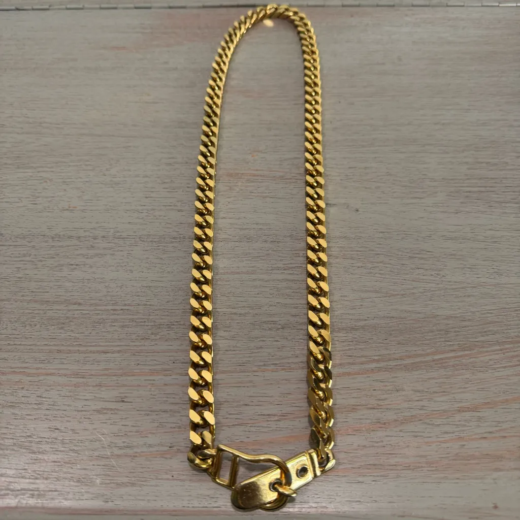 Vintage Cadoro Gold Tone Heavy Chain Fashion Belt Statement Chunky‎ Necklace - Image 2