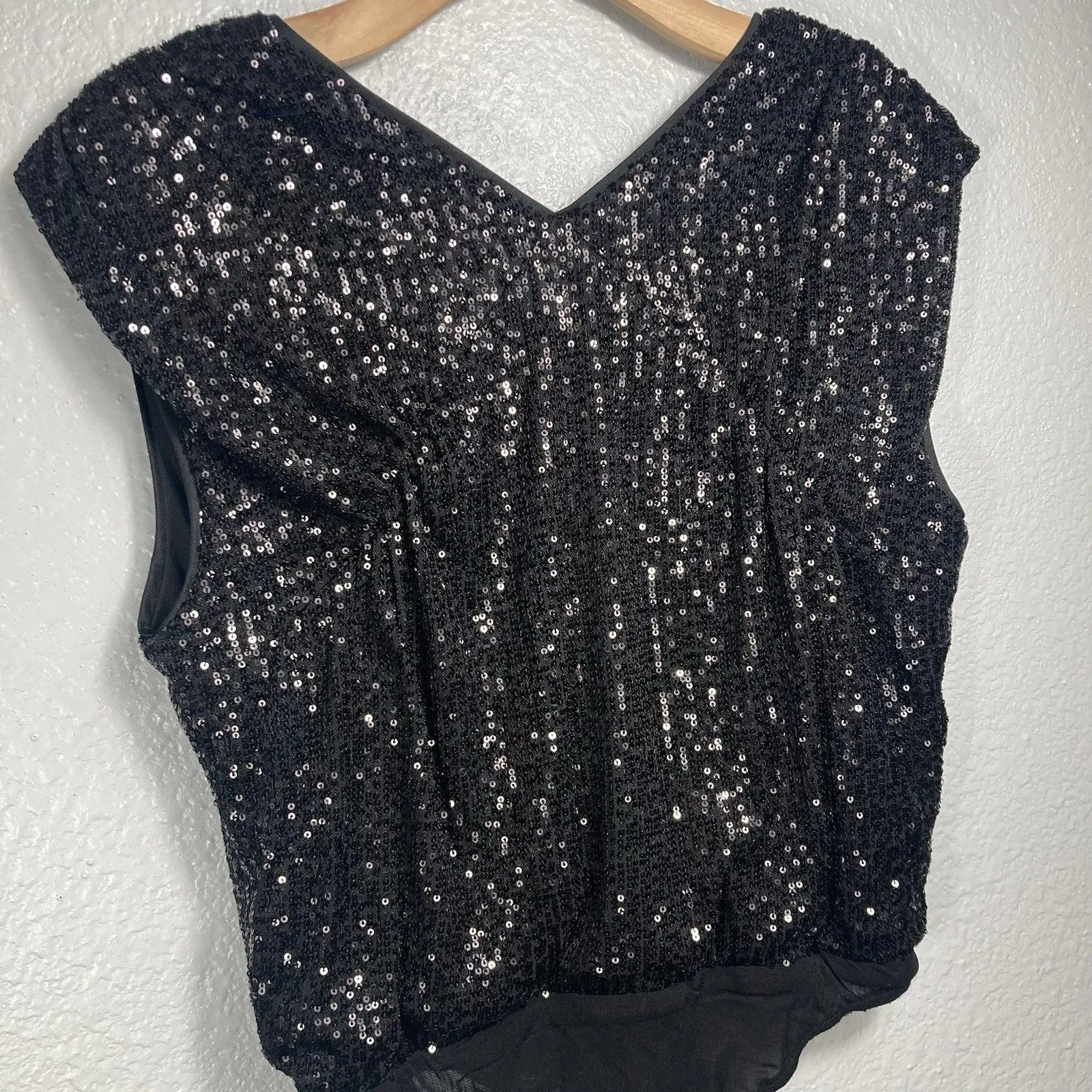 Black Sequin Bodysuit Women’s S V - Image 7