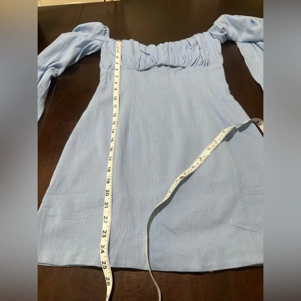 NWT Revolve Rumer Camille Blue Cotton Cut Out Mini Dress Sz Xs Resortwear Cabo - Image 9