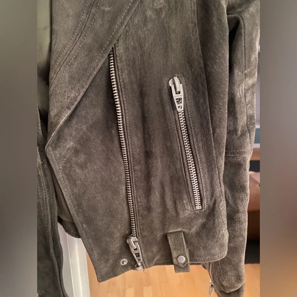 Blank NYC Suede Leather Moto Jacket in Herb Green - Image 10