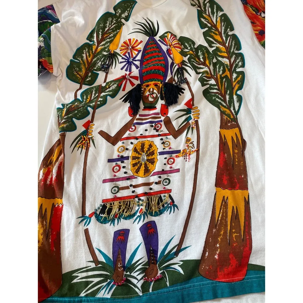 Vintage Polynesian Tribal Beaded T - Image 11