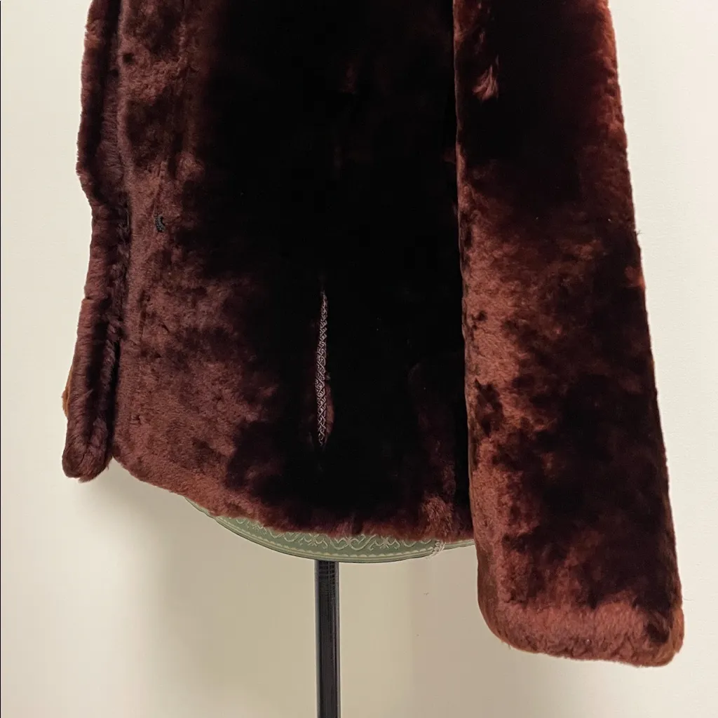 Keller’s Furriers Vintage 50s/60s Mouton Fur Coat Brown Size M - Image 6