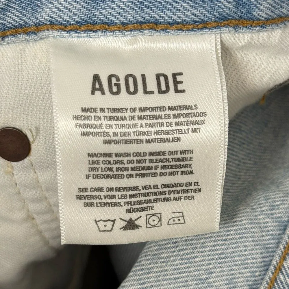 AGolde Ren High Rise Wide Leg Light Blue Jeans Smash 32 Grunge Designer NWT - Image 13