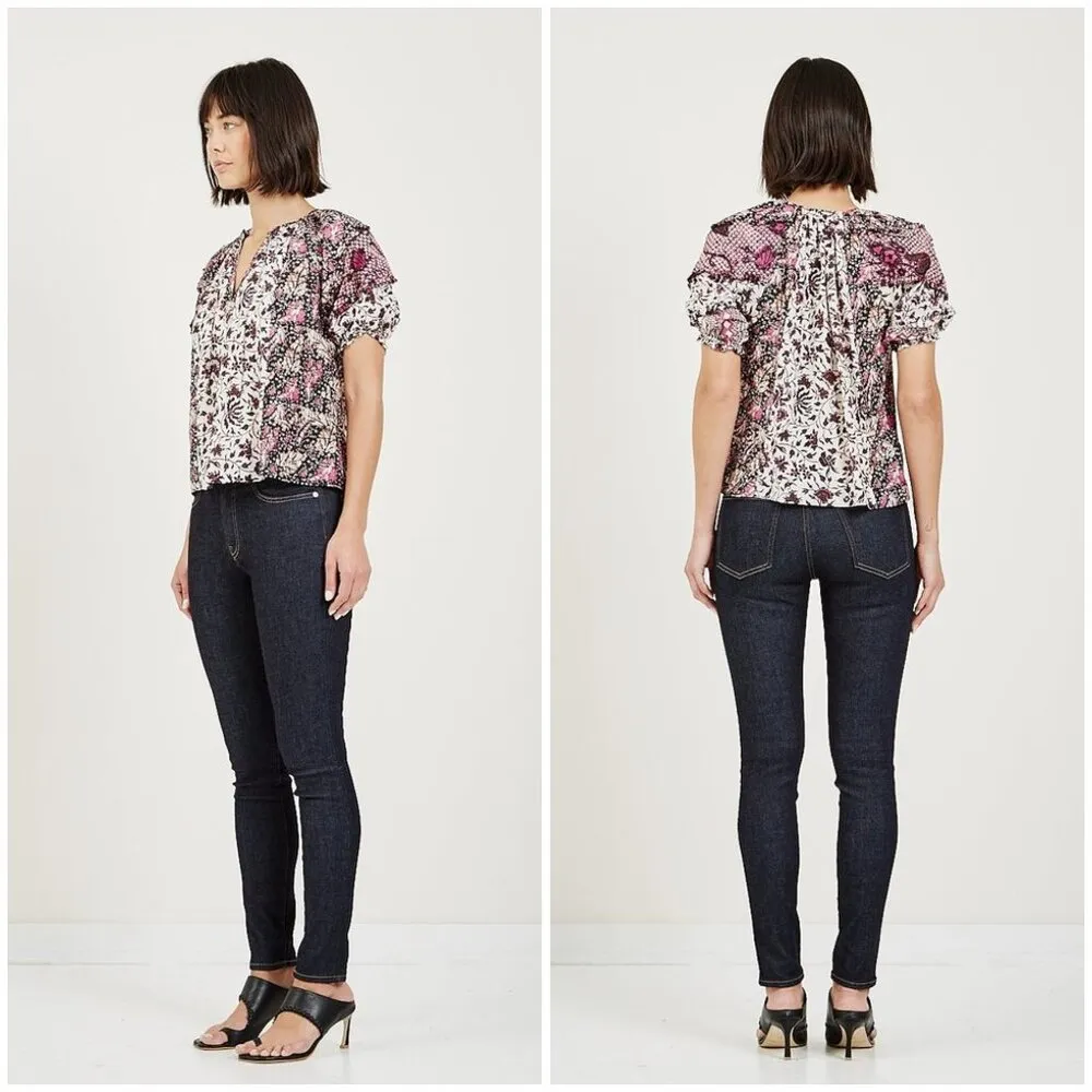 💕ULLA JOHNSON💕 Arusi Poplin Top ~ Fuchsia Print Cotton Silk Blend Small 4 - Image 8