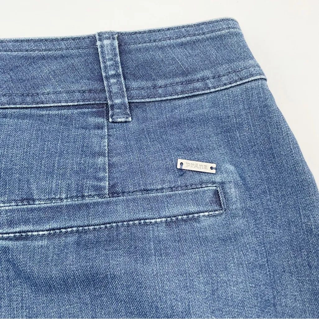 Prana Kara Indigo Blue Denim Skirt Women's Size 6 Button Front Organic Cotton - Image 6
