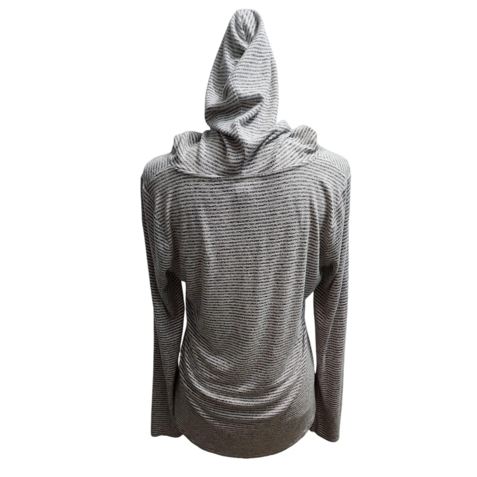 White House Black‎ Market Hoodie V-Neck Long Sleeve Striped Pullover Medium - Image 2