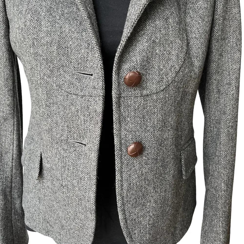 J. Crew Factory Fitted Wool Blend Herringbone Jacket Blazer, Sz 6 - Image 11