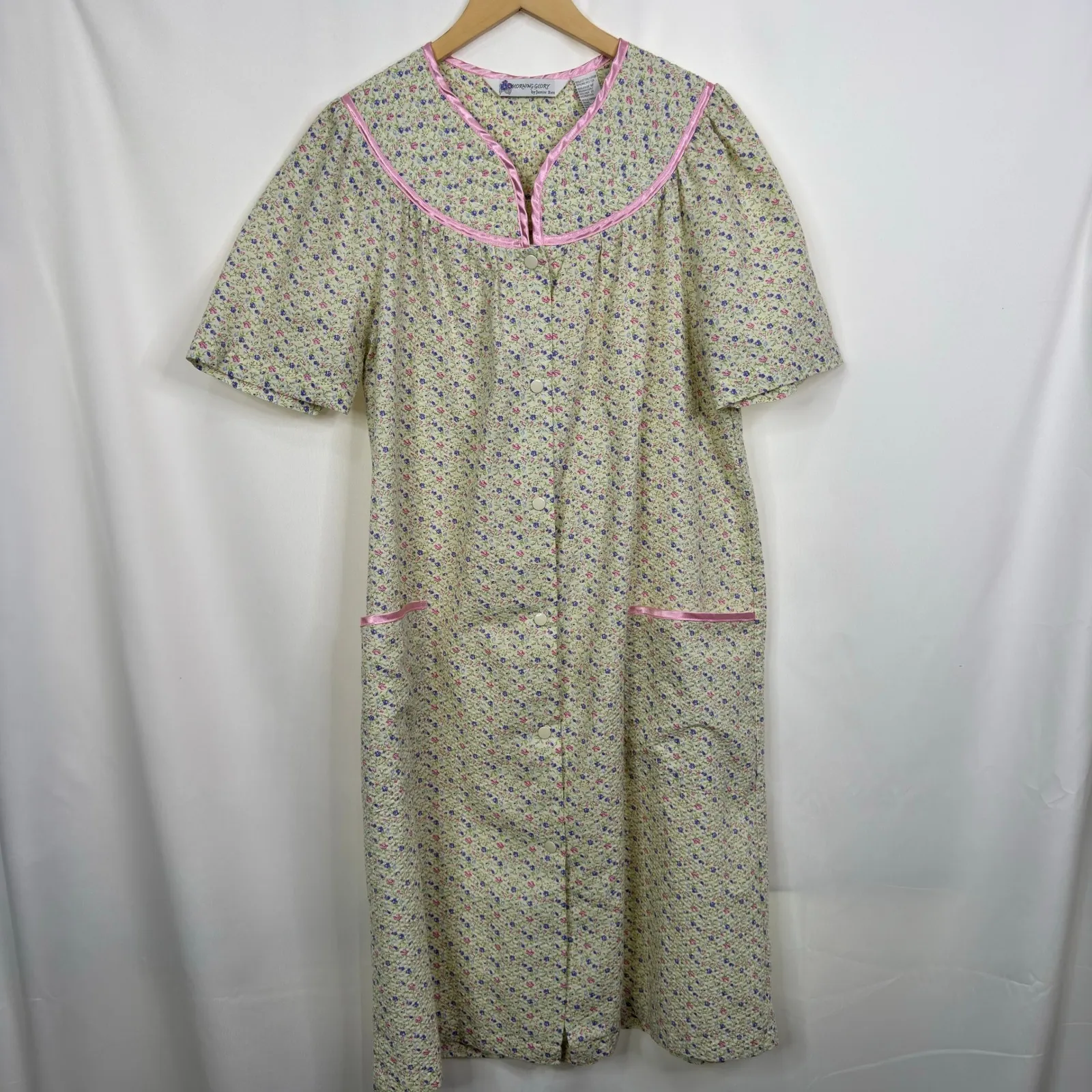 Morning Glory by Jasmine Rose Floral Robe Size M Button Front Pockets Yellow - Image 7