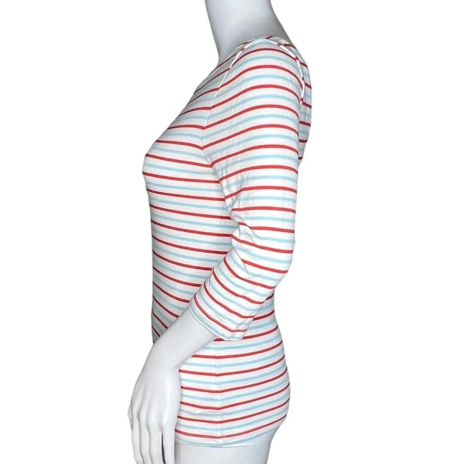 Gap Shirt Womens XS Petite White Blue Red Stripe Tee Essential Basic‎ Casual - Image 3