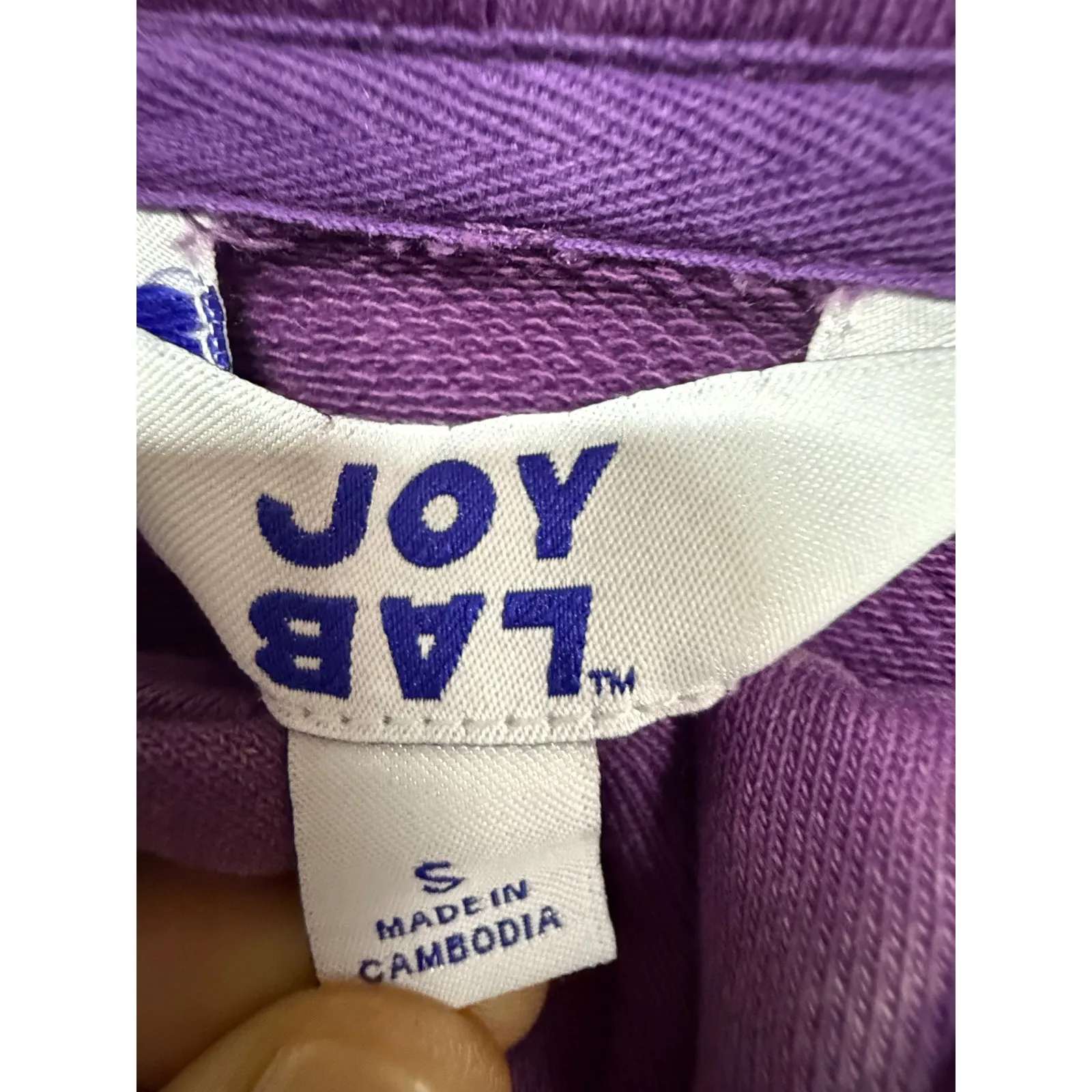 Joylab Quarter Zip Hoodie Sweatshirt Front Pocket Sweatshirt Size Small Purple - Image 4