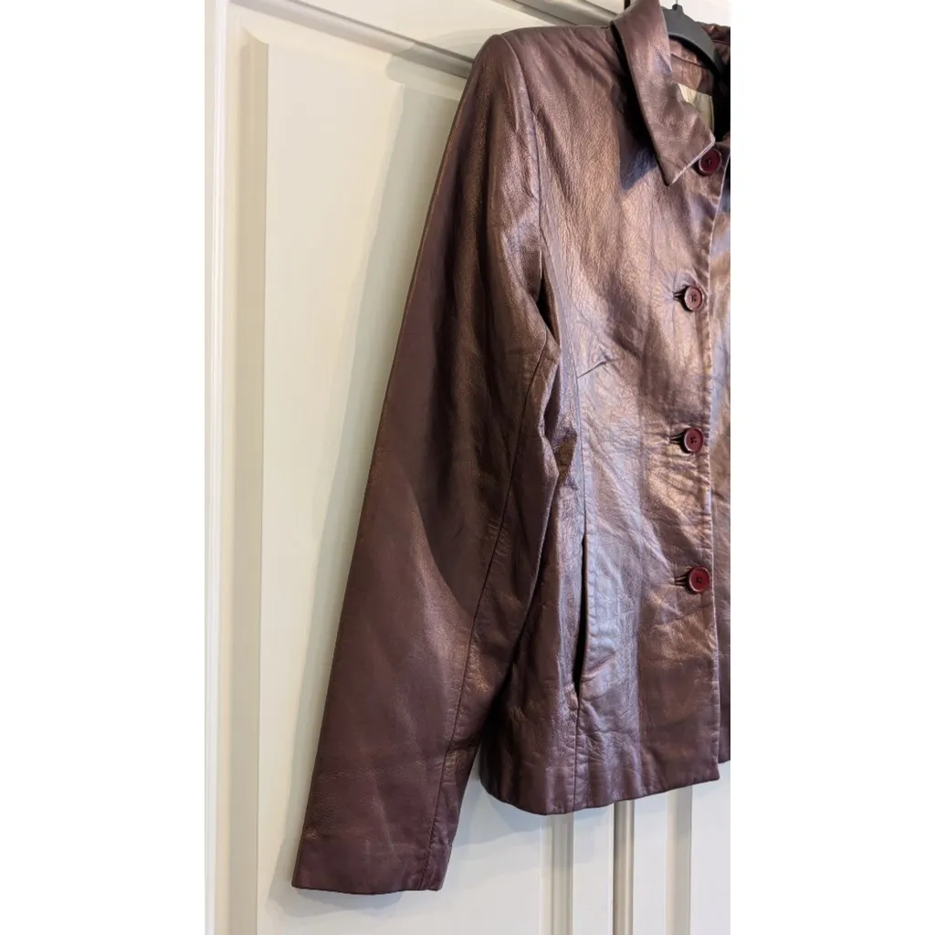 Women's Margaret Godfrey Brown Leather Jacket Size 4 - Image 3