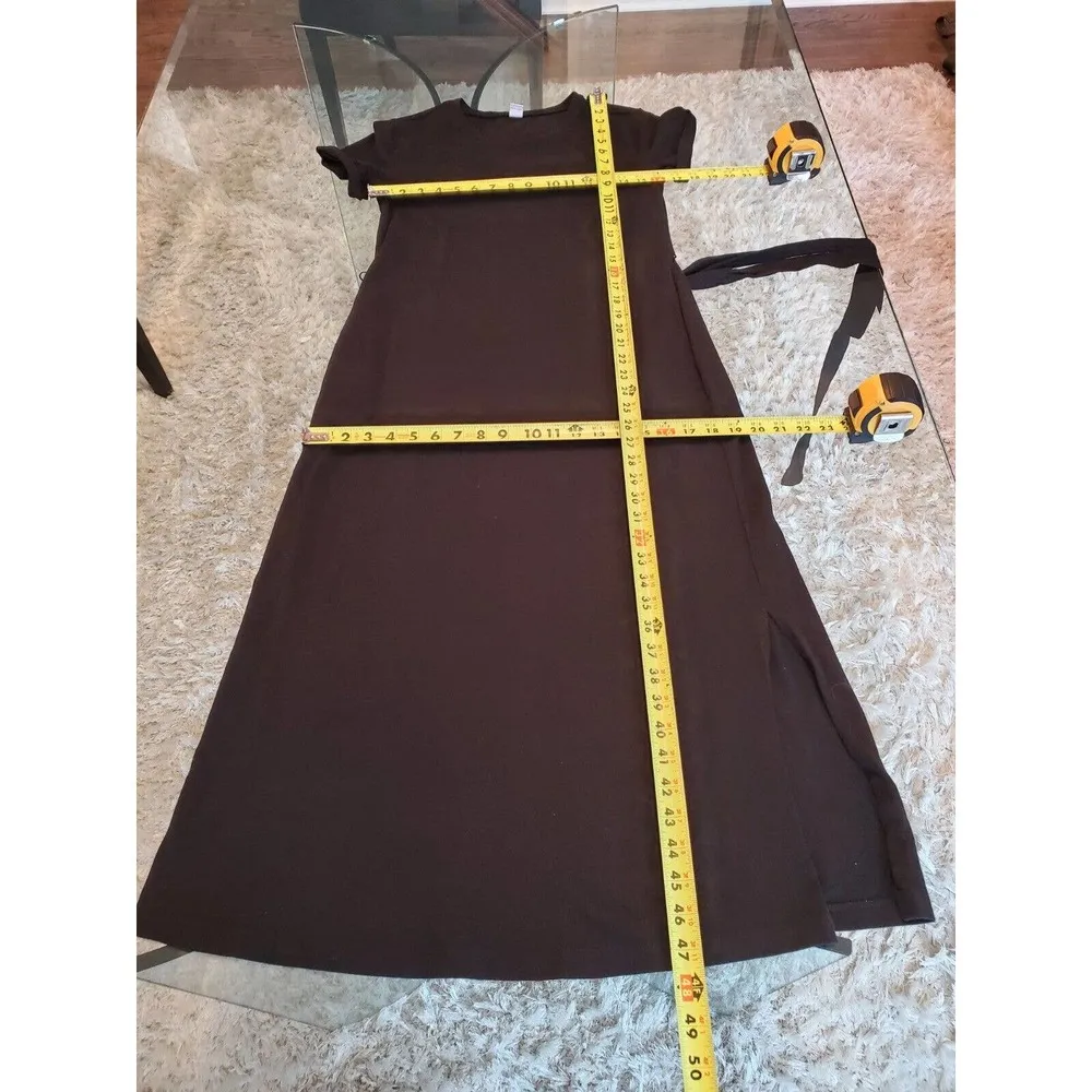 Old Navy Women's Black Solid Cotton Round Neck Short Sleeve Long Maxi Dress XS - Image 8