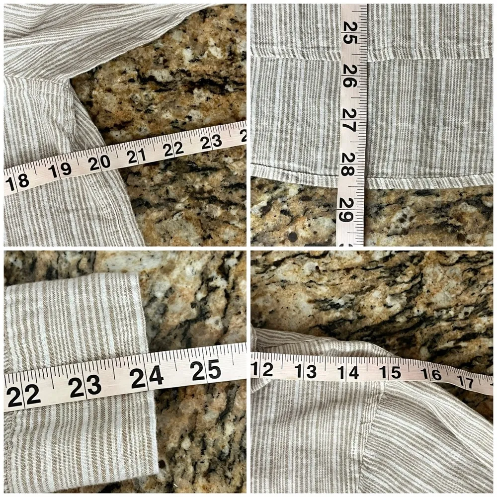 Per Se Linen Striped Tunic Blouse Nautical Preppy Coastal Sailorcore  Casual M - Image 5