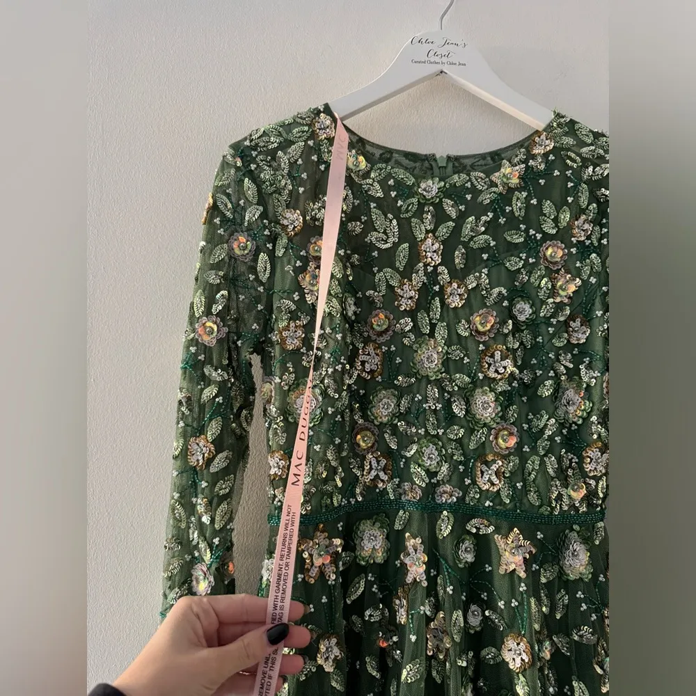 MAC DUGGAL NWT Green Embellished High Neck Long Sleeve A Line Gown 6 - Image 12