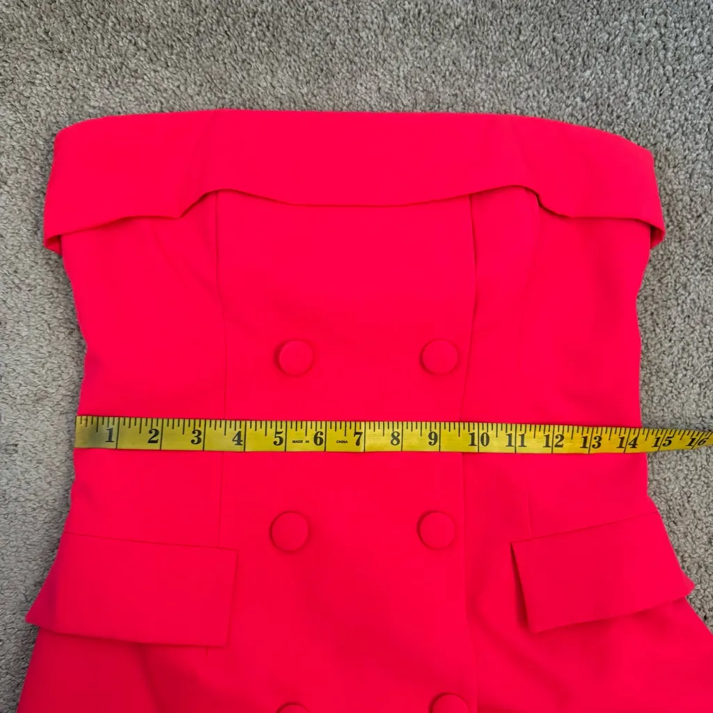 Badgley Mischka Merry Strapless Tux Tulip Hem Cocktail Dress Coral 4 - Image 8