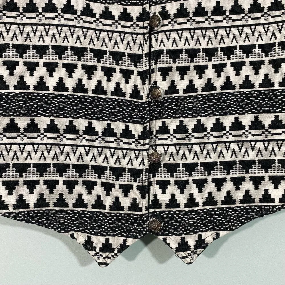 Austin Harris Black & White Aztec Tapestry Knit Western Button Up Vest Size M Size M - Image 3
