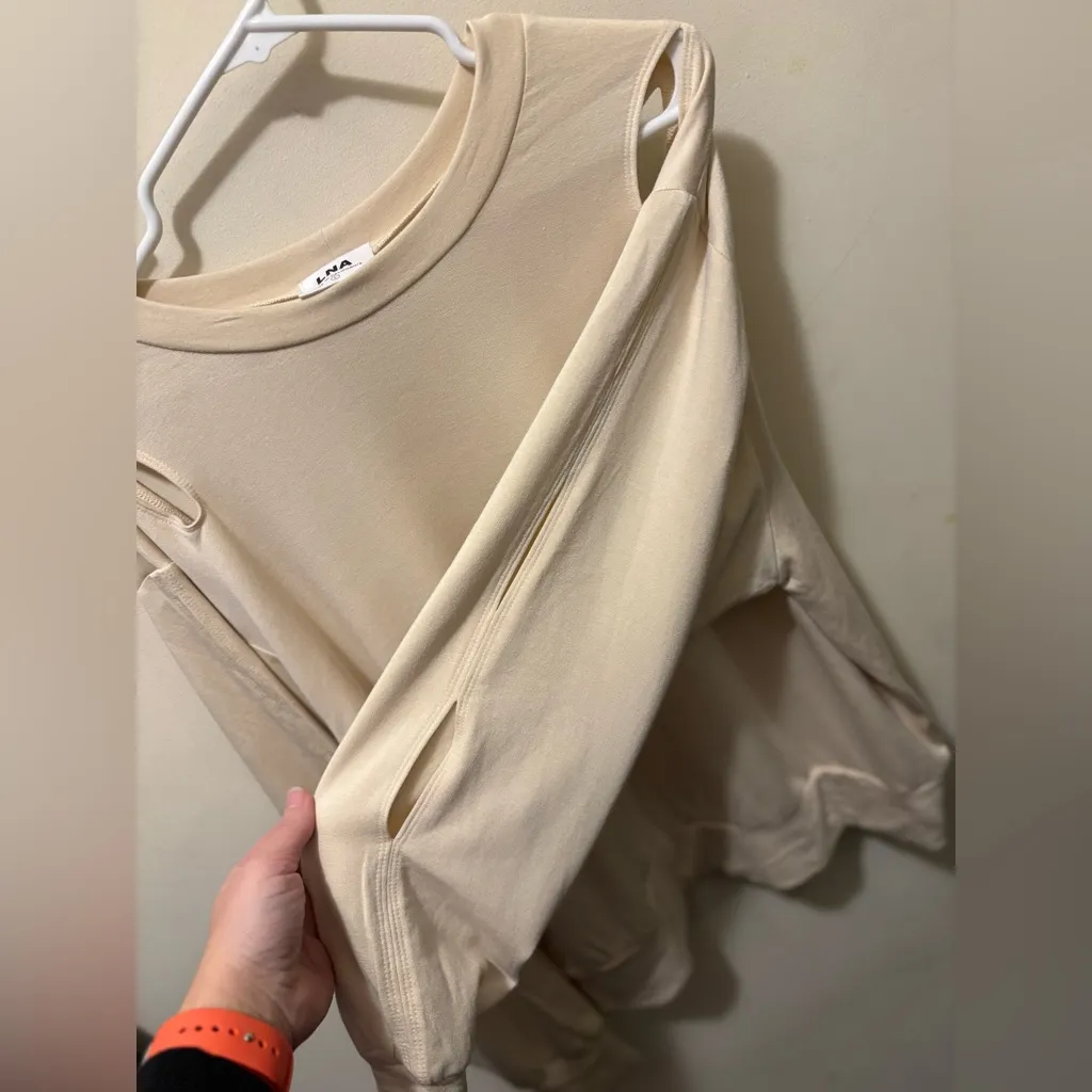 LNA Karl Cream Cut-Out Sweatshirt‎ size Large - Image 7
