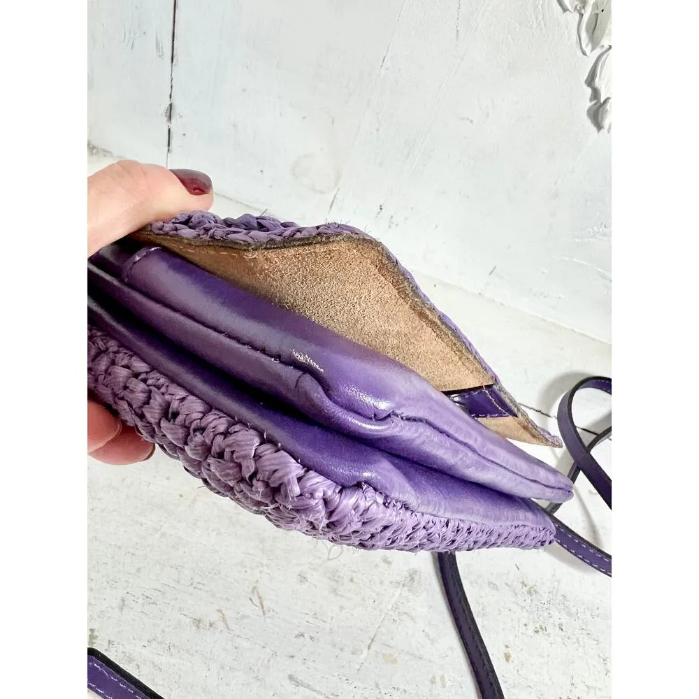 Patricia Nash  Penley Raffia Straw Violet Flap Adjustable Crossbody Bag - Image 8