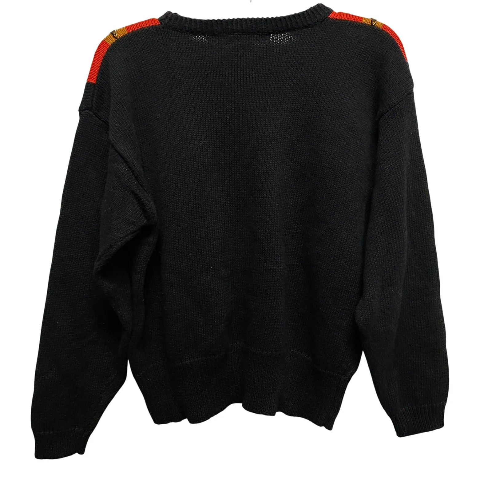 I.B. Diffusion Small Y2K Knit Sweater Beaded Diamond Pattern Vintage Abstract Black - Image 4