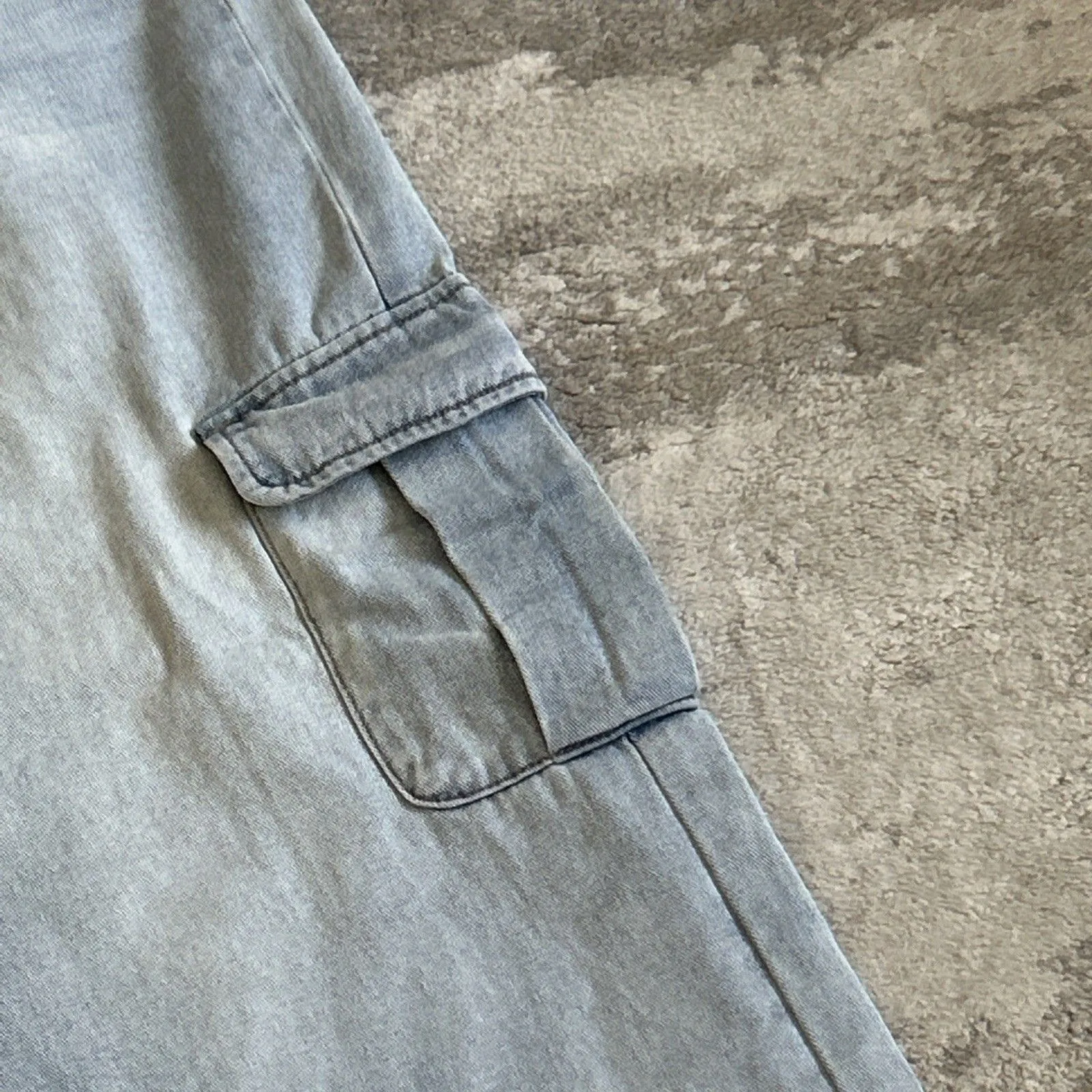 Oliver Logan Jeans Womens 35 Blue Wide Leg Cargo Madison High Rise Light Wash - Image 2