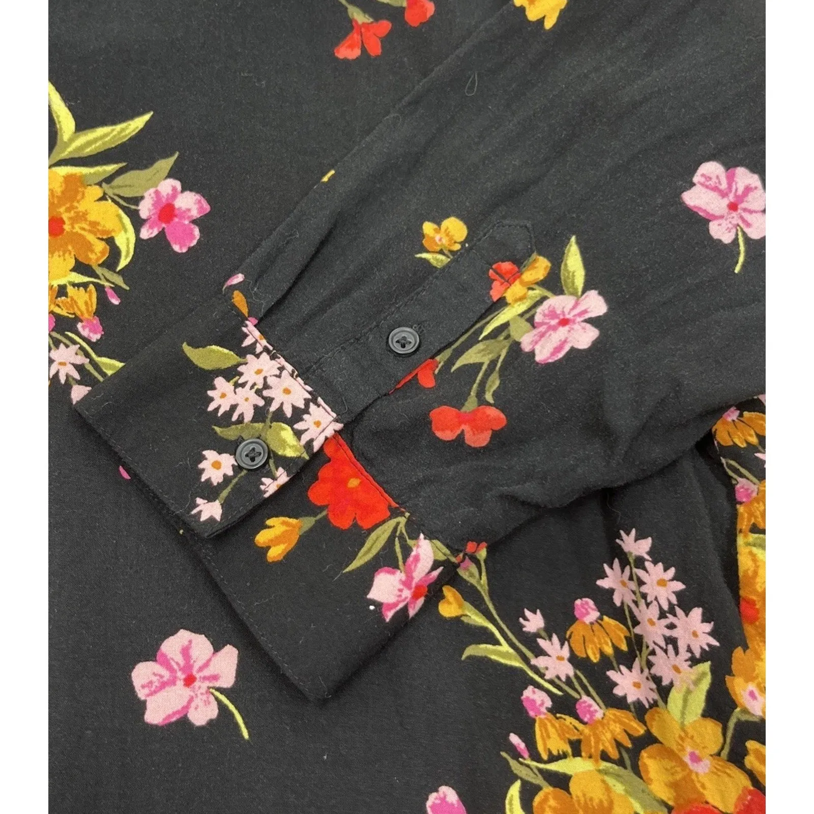 Old Navy The Tunic Shirt Black Multicolor Floral Popover Blouse Size XXL - Image 3