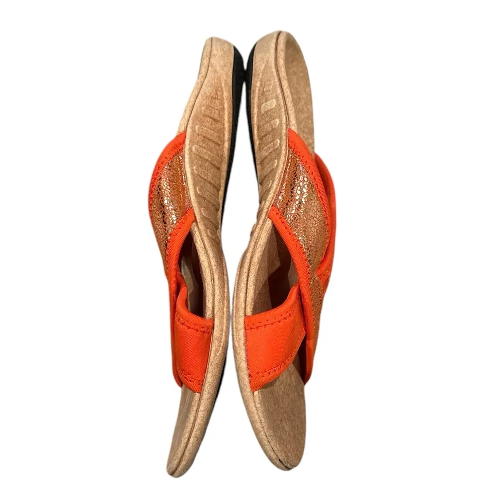 SPENCO CORAL CORK ORANGE CRISS CROSS MOLDED INSOLE SLIPON SANDAL SHOES 8 - Image 3