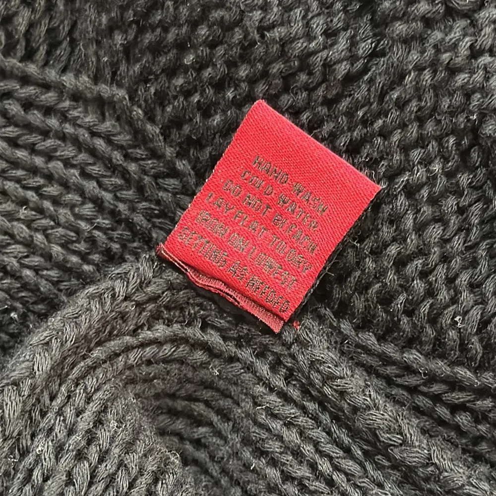 R.E.D Black Open Front Crochet Draped Cardigan With String Detail Sz L Kimono Size L - Image 8