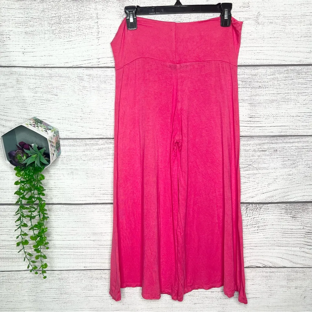 Made By Johnny Pink High Waist Wide Leg Palazzo Culotte Capri Pants Size Medium - Image 6