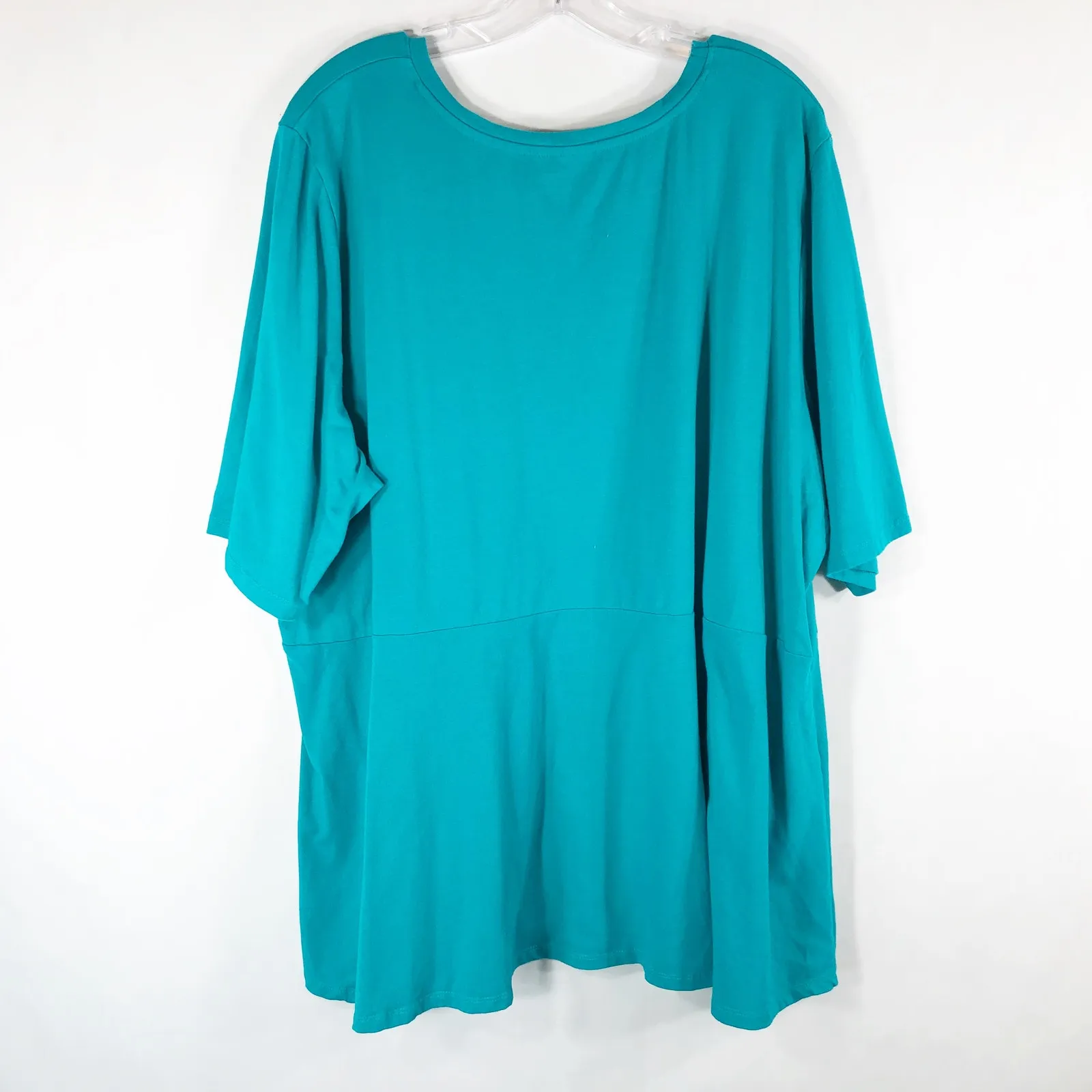 Jessica‎ London Plus Size 30 32 Blouse Peplum Top Green Short Sleeve Stretch 244 - Image 3