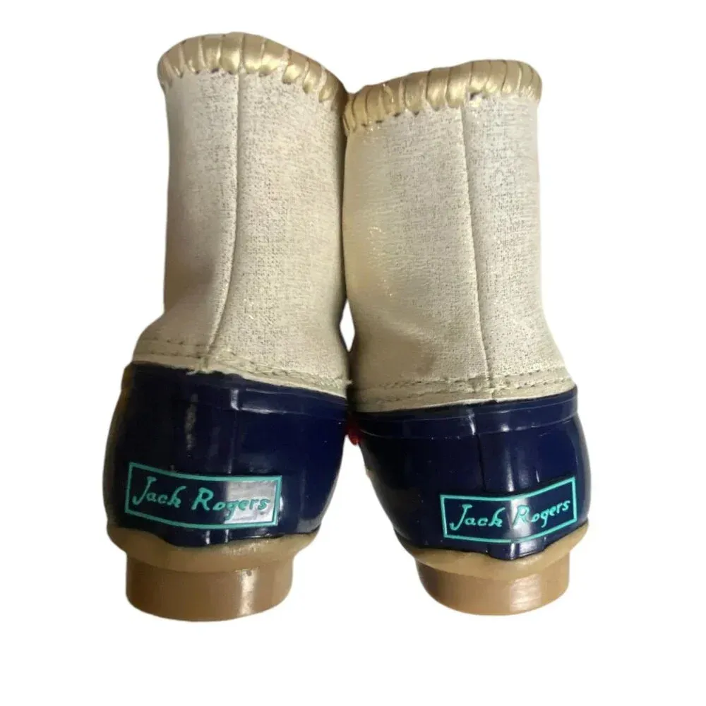 Jack Rogers Chloe Women's Size 6 Ankle Duck Boots Waterproof Cream Navy Metallic - Image 7