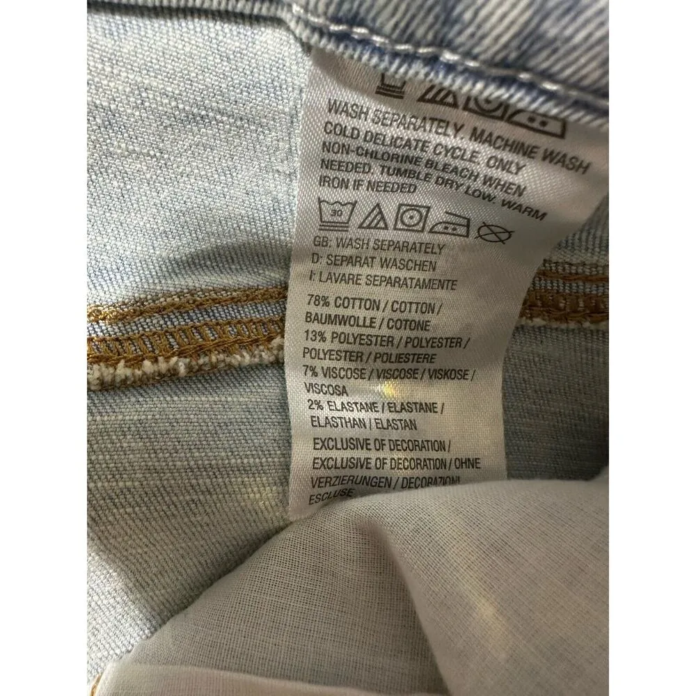 Canyon River Blues Jean Midi Skirt Size 12 Light Wash Front Slit Stretch Denim - Image 4