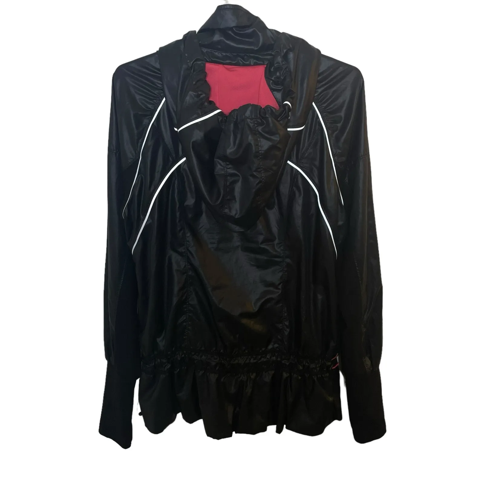 Zella Spring Showers Peplum Hooded Performance Jacket Reflective Size Small - Image 2