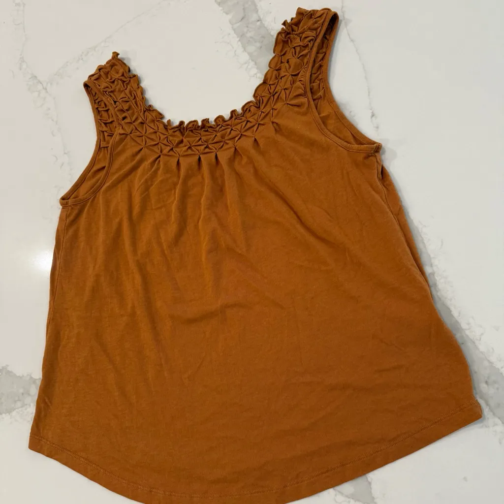 Maeve by Anthropologie Justine Smocked Tank Top Women’s Small Honey Orange Boho - Image 2