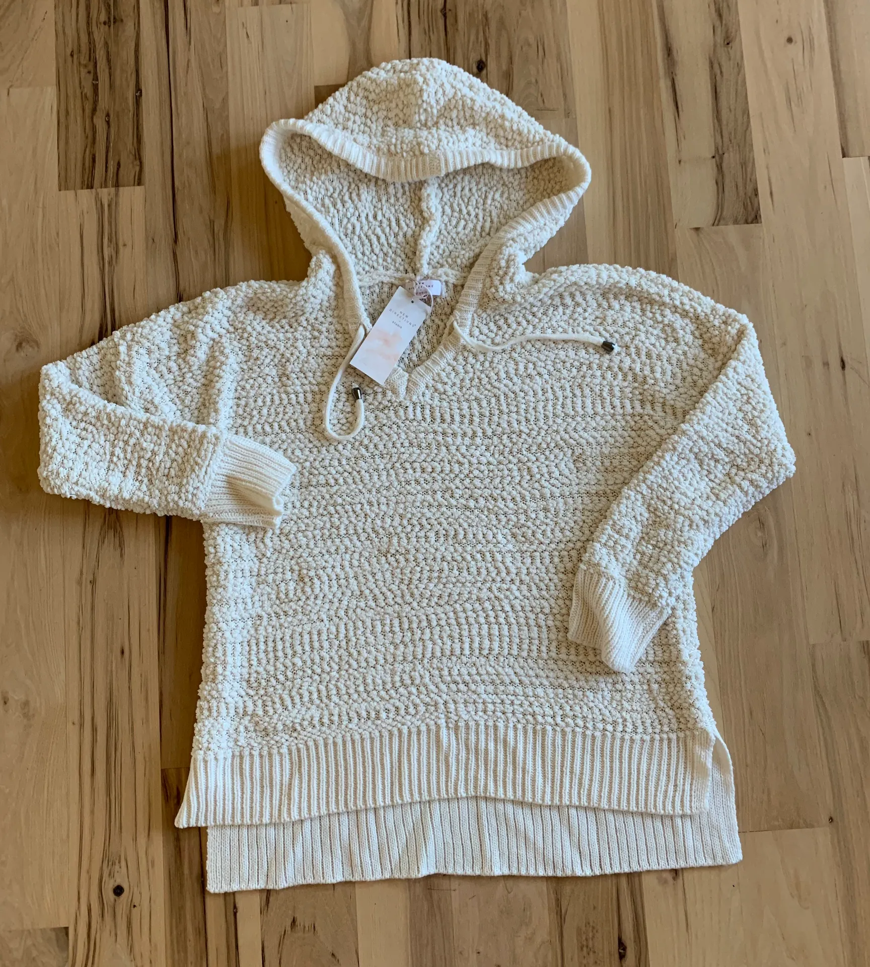 Sweater Warm Vanilla Hooded Popcorn Pullover NWT Womens Medium Cream - Image 6