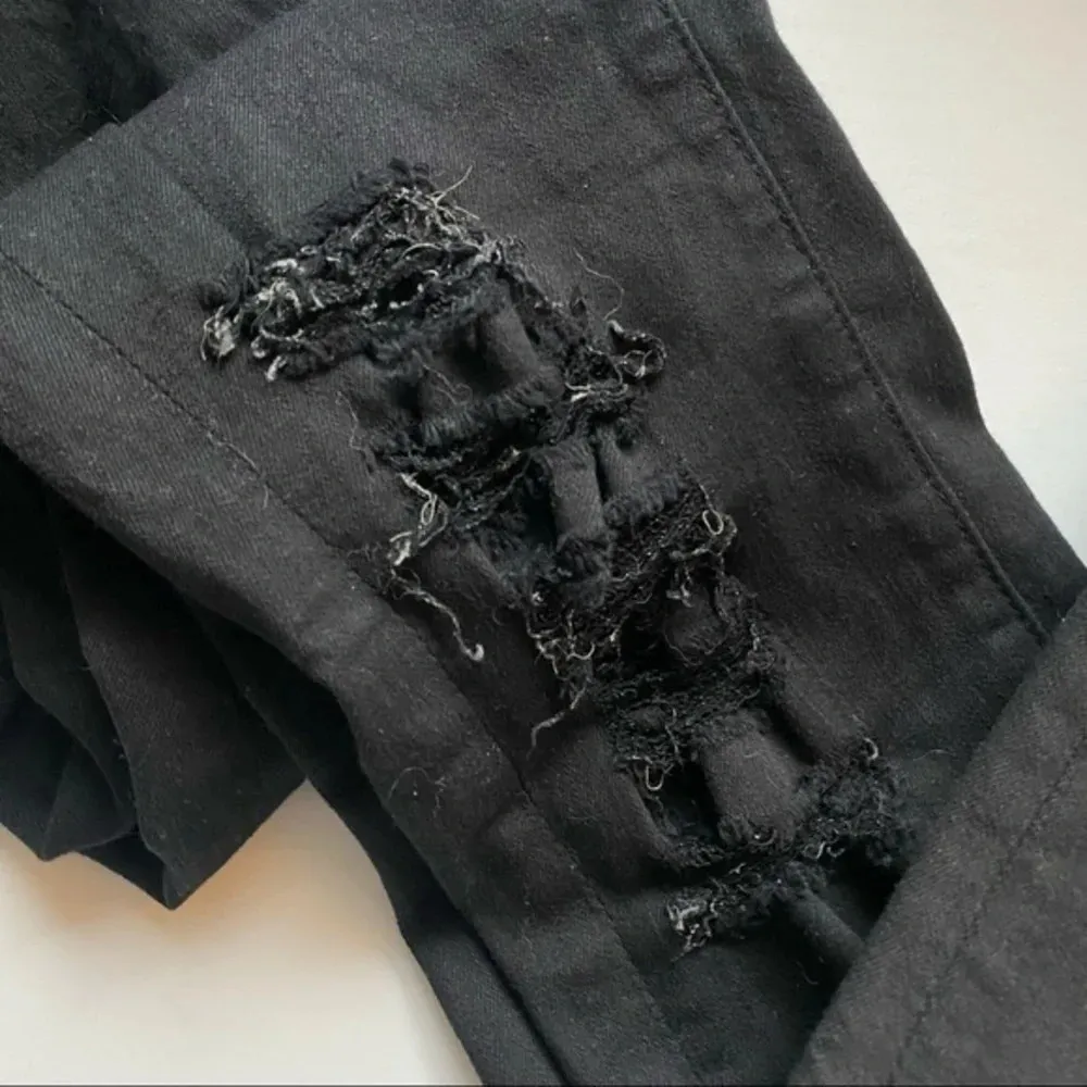 Frame • Le Skinny De Jeanne Black Film Noir Jeans Destructed Destroyed - Image 3