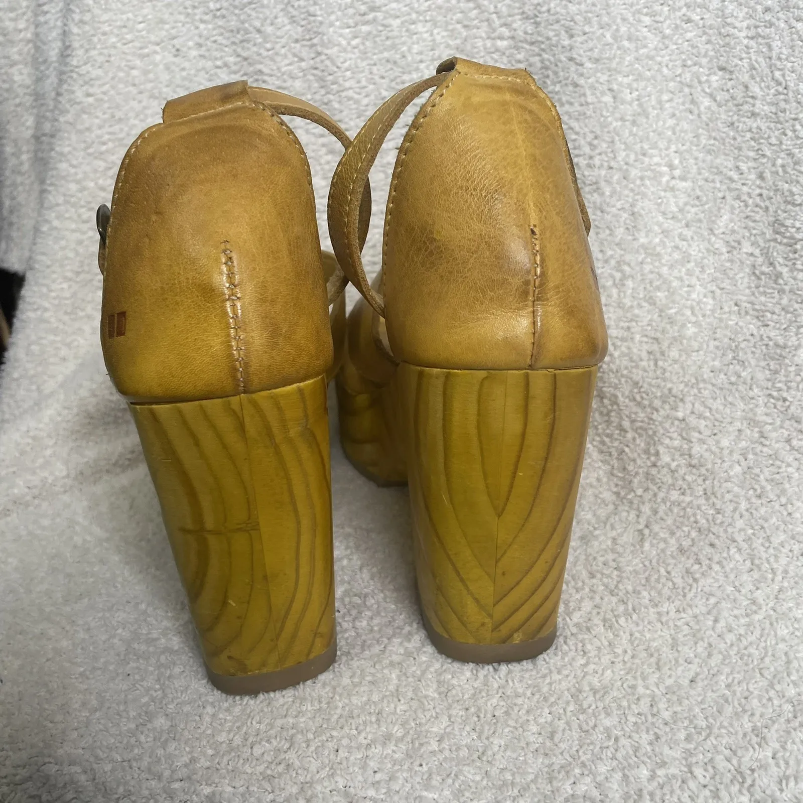 Bed Stu Alba Wood Platform Sandal Leather Yellow Lemon Dip Dye 9 - Image 5